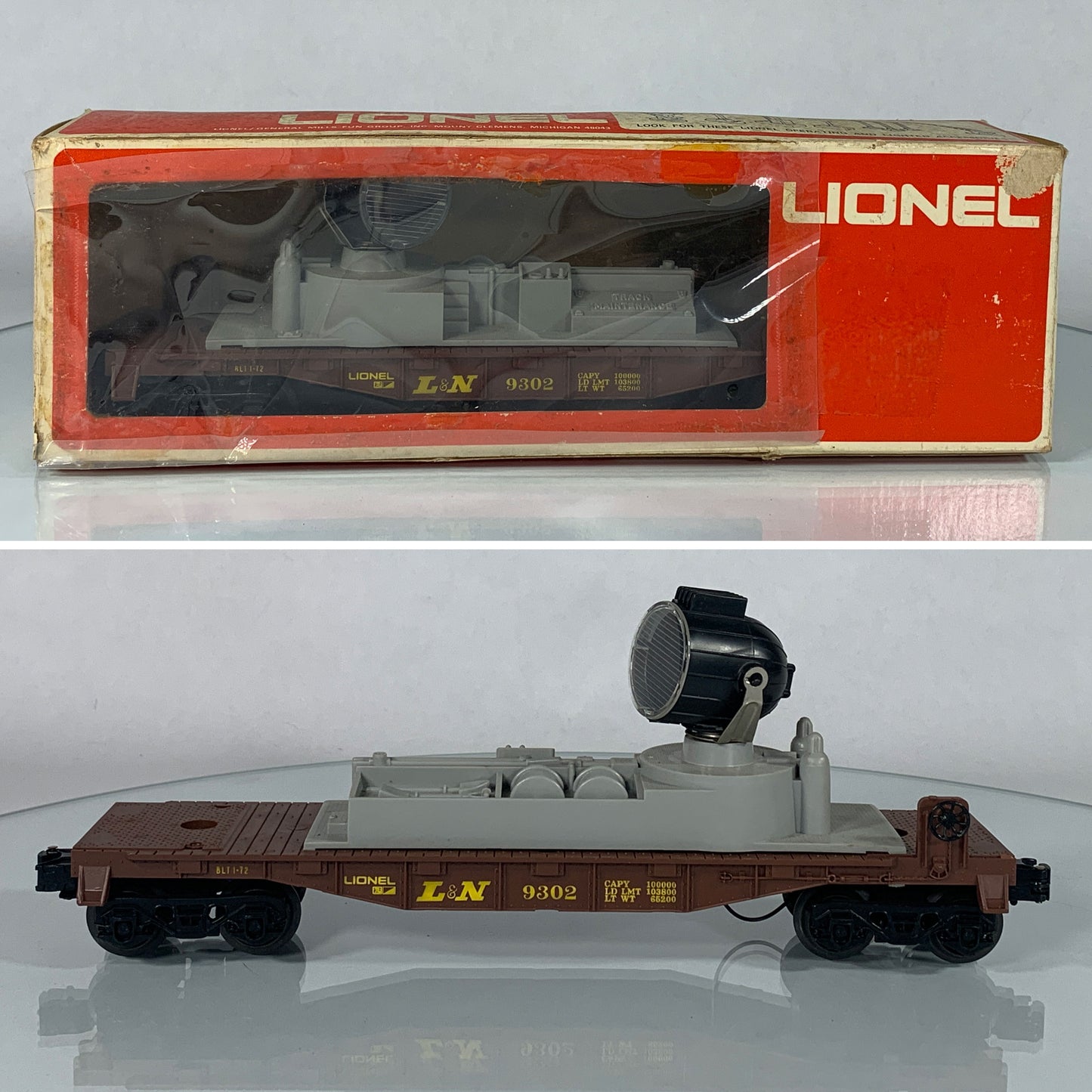 LIONEL • O GAUGE • 1972 L & N Louisville Nashville Searchlight Car 6-9302 • EX COND