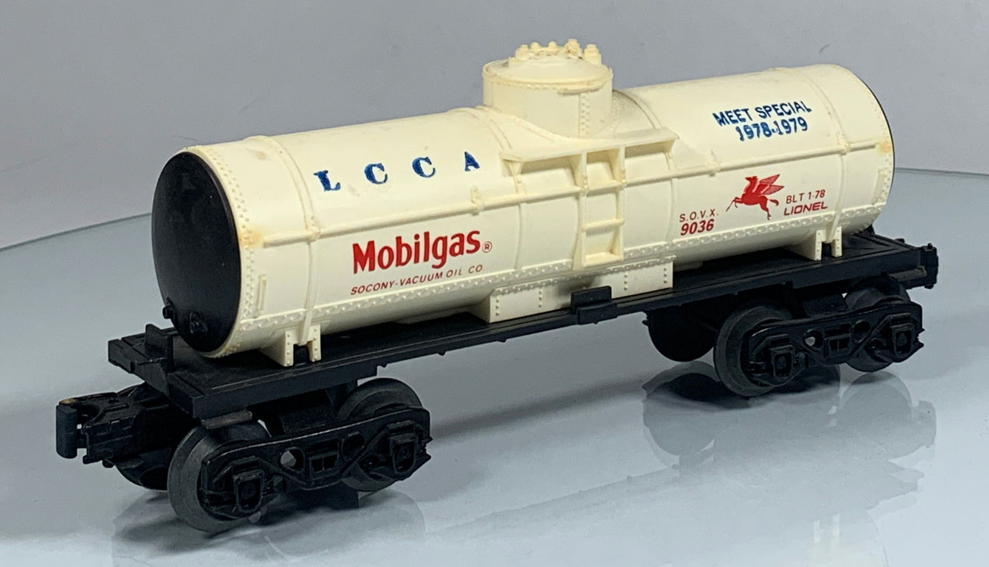 LIONEL • O GAUGE • 1978-1979 Mobilgas LCCA Meet Special Tank 6-9036 • EX COND