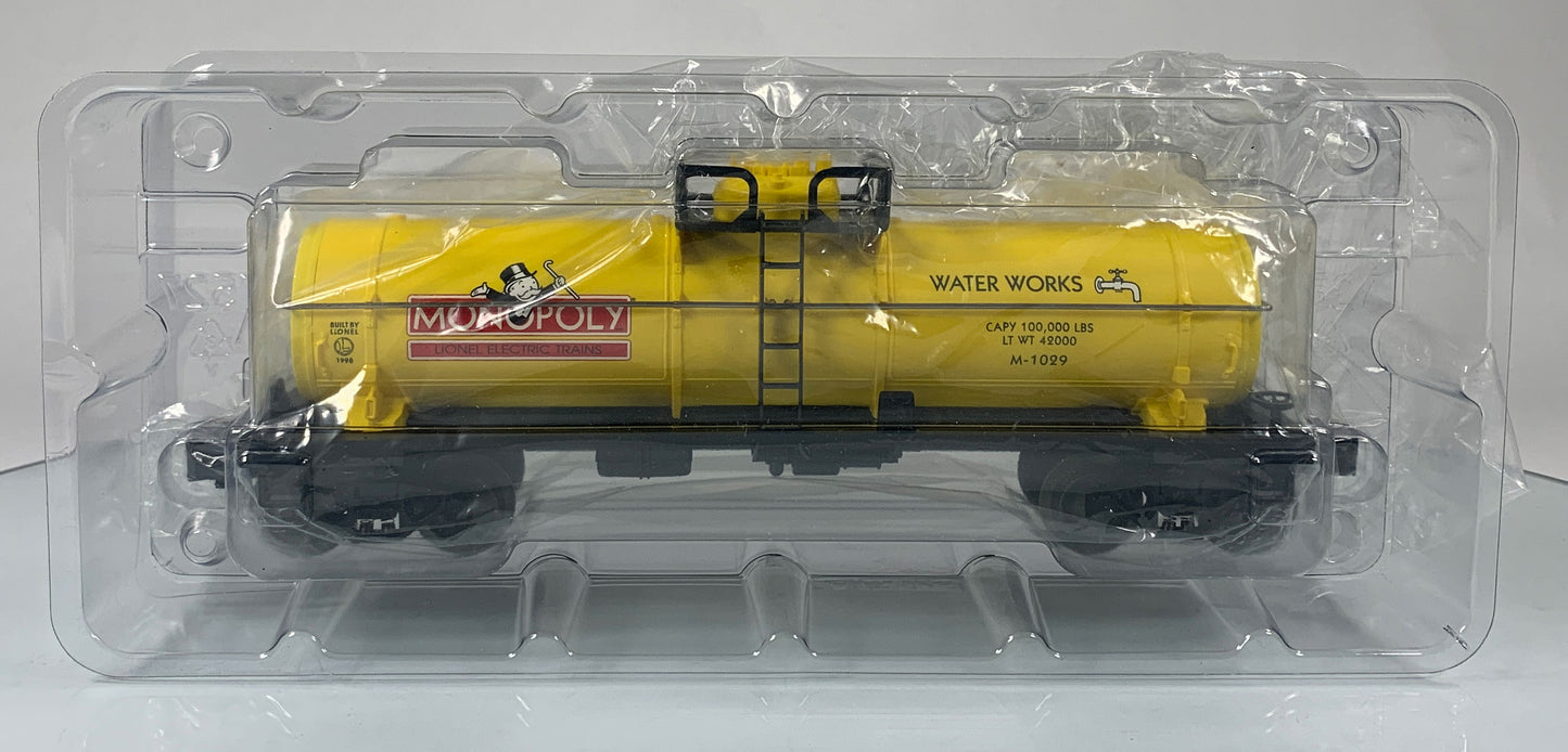 LIONEL • O GAUGE • 1998 Monopoly Water Works Single Dome Tank Car 6-52160 • NEW OLD STOCK