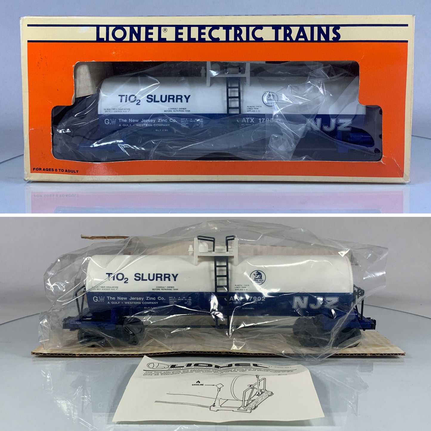 LIONEL • O GAUGE • 1991 New Jersey Zinc Tank Car 6-17902 • NEW OLD STOCK