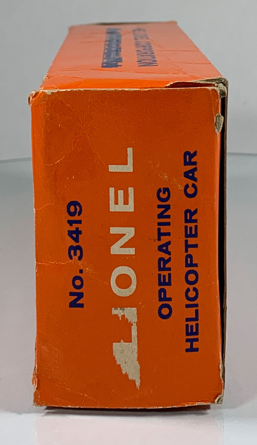 LIONEL • O GAUGE • 1959 Postwar 3419 Operating Helicopter Launching Flat Car • Original Box • EX COND