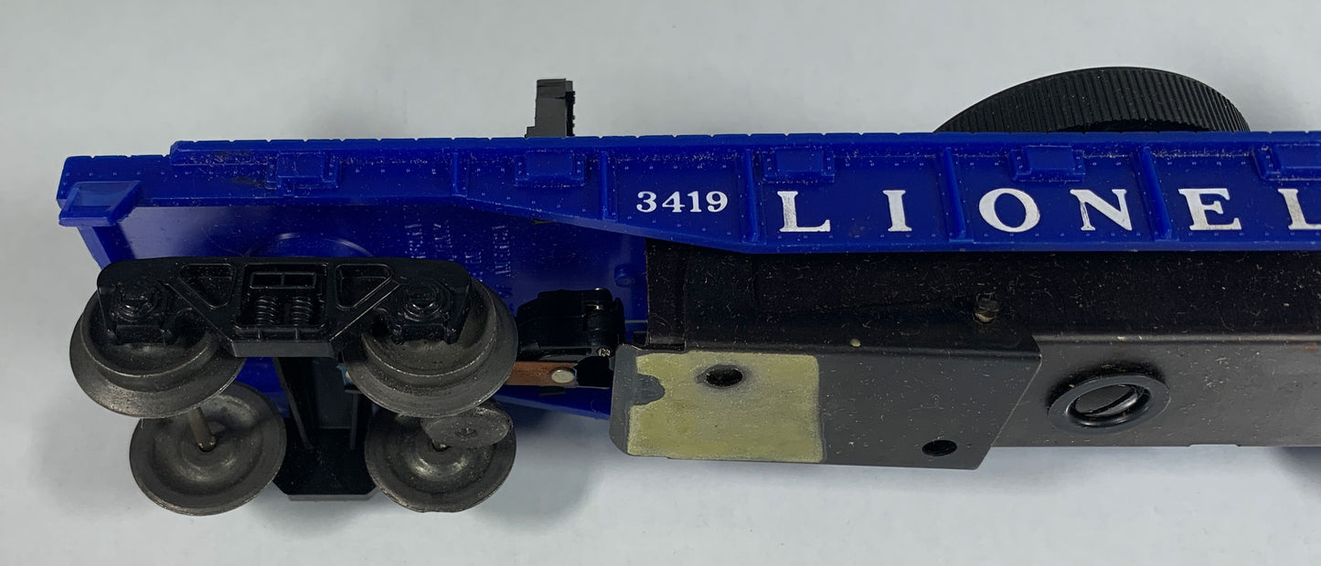 LIONEL • O GAUGE • 1959 Postwar 3419 Operating Helicopter Launching Flat Car • Original Box • EX COND