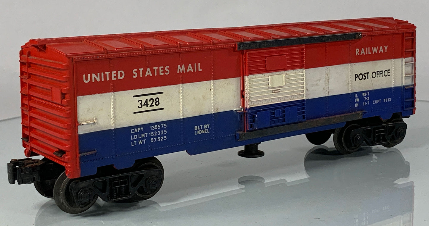 LIONEL • O GAUGE • 1959-1960 Postwar 3428 US Mail Operating Boxcar • Loose • GOOD COND