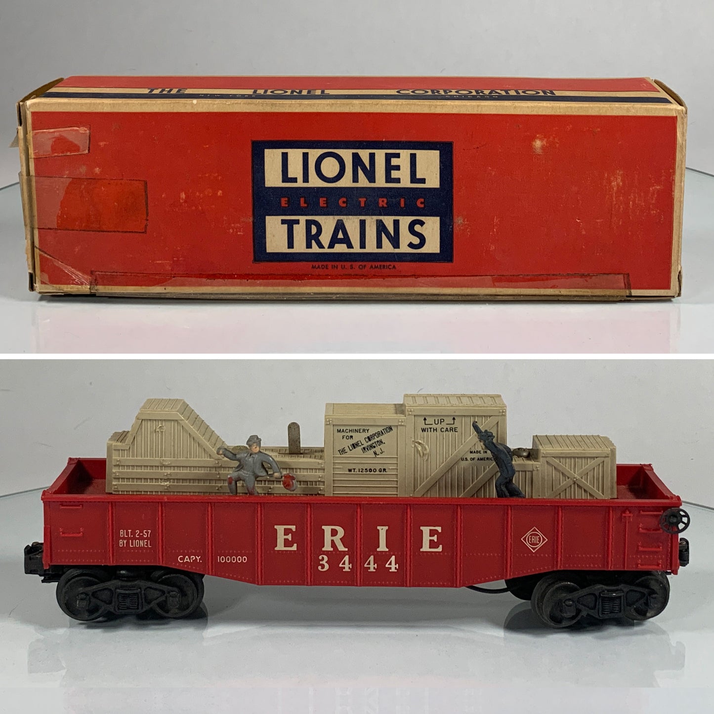 LIONEL • O GAUGE • 1957-59 Postwar 3444 Animated Gondola Car • Original Box • EX COND
