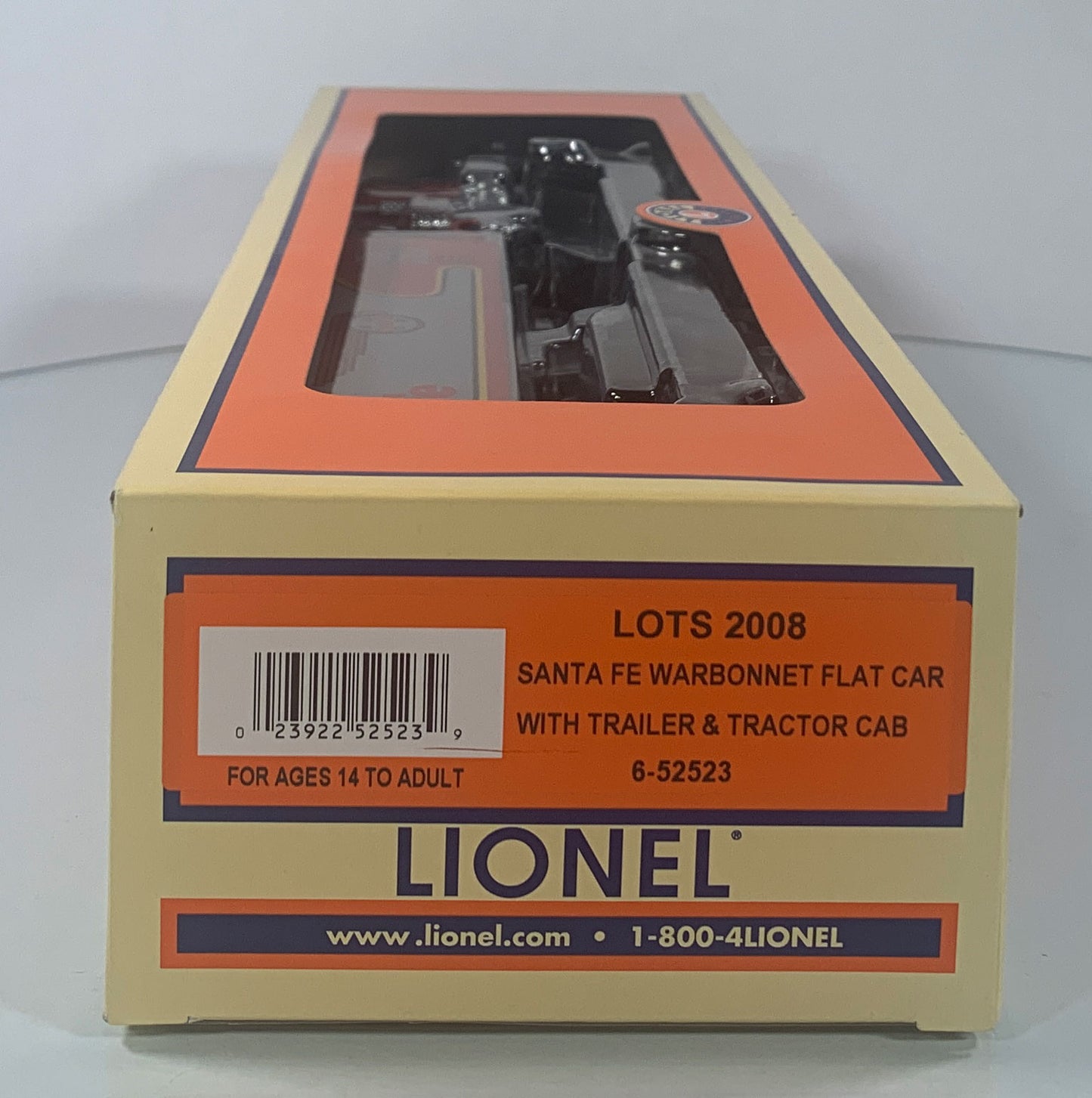 LIONEL • O GAUGE • LOTS 2008 Santa Fe Warbonnet Flatcar with Tractor & Trailer Cab 6-52523 • NEW OLD STOCK