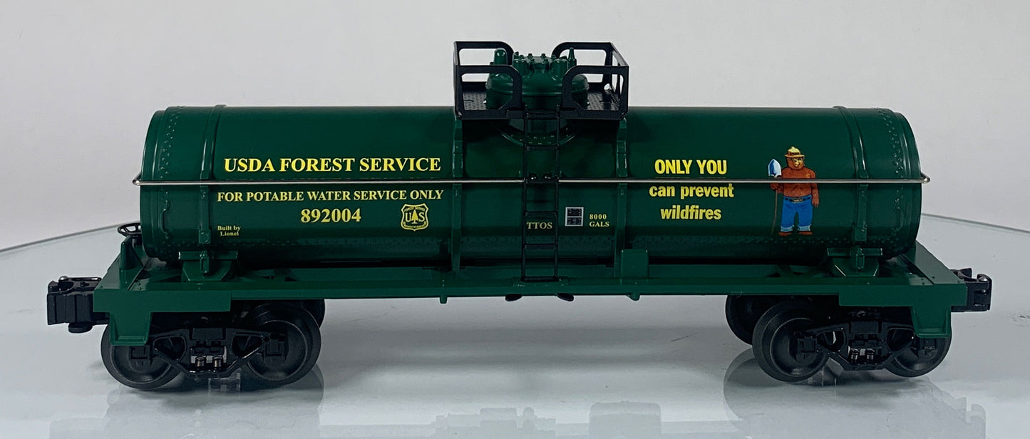 LIONEL • O GAUGE • 2004 Smokey the Bear 60th Birthday – USDA Forest Service Single Dome Tank Car 6-52334 • NEW OLD STOCK