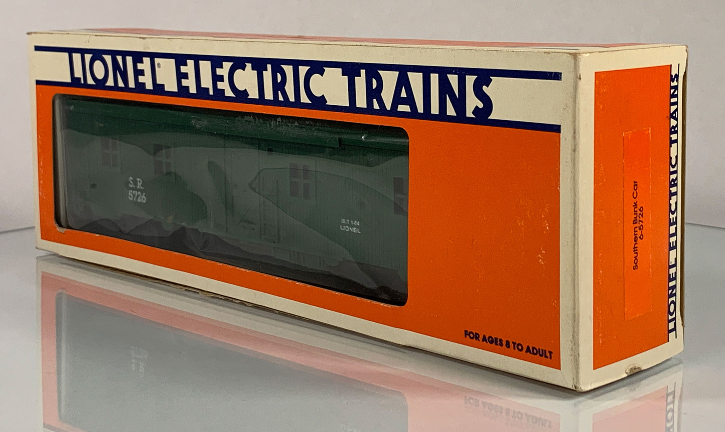 LIONEL • O GAUGE • 1984 Southern Illuminated Bunk Car 6-5726 • NEW OLD STOCK