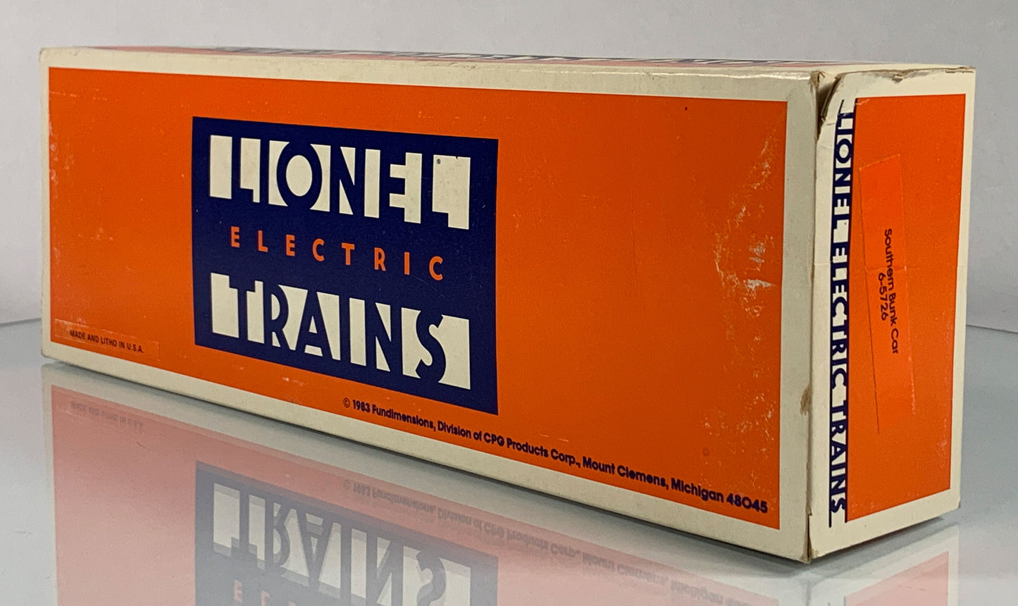 LIONEL • O GAUGE • 1984 Southern Illuminated Bunk Car 6-5726 • NEW OLD STOCK