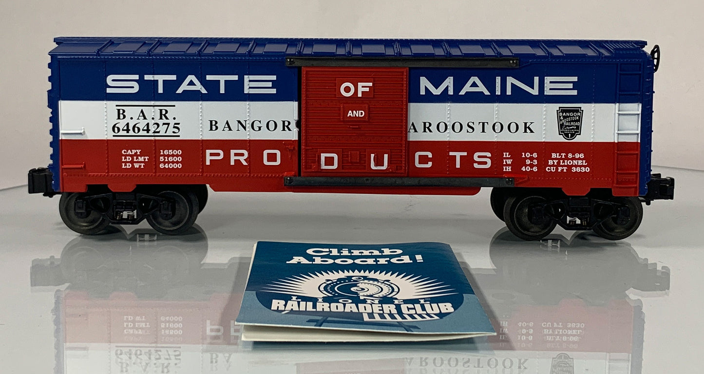 LIONEL • O GAUGE • 1996 State of Maine Bangor Aroostook Car 6-19285 • NEW OLD STOCK