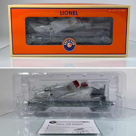 LIONEL • O GAUGE • 2008 TTOS Smokey the Bear Flat Car w Beechcraft Airplane 6-52505 • NEW OLD STOCK