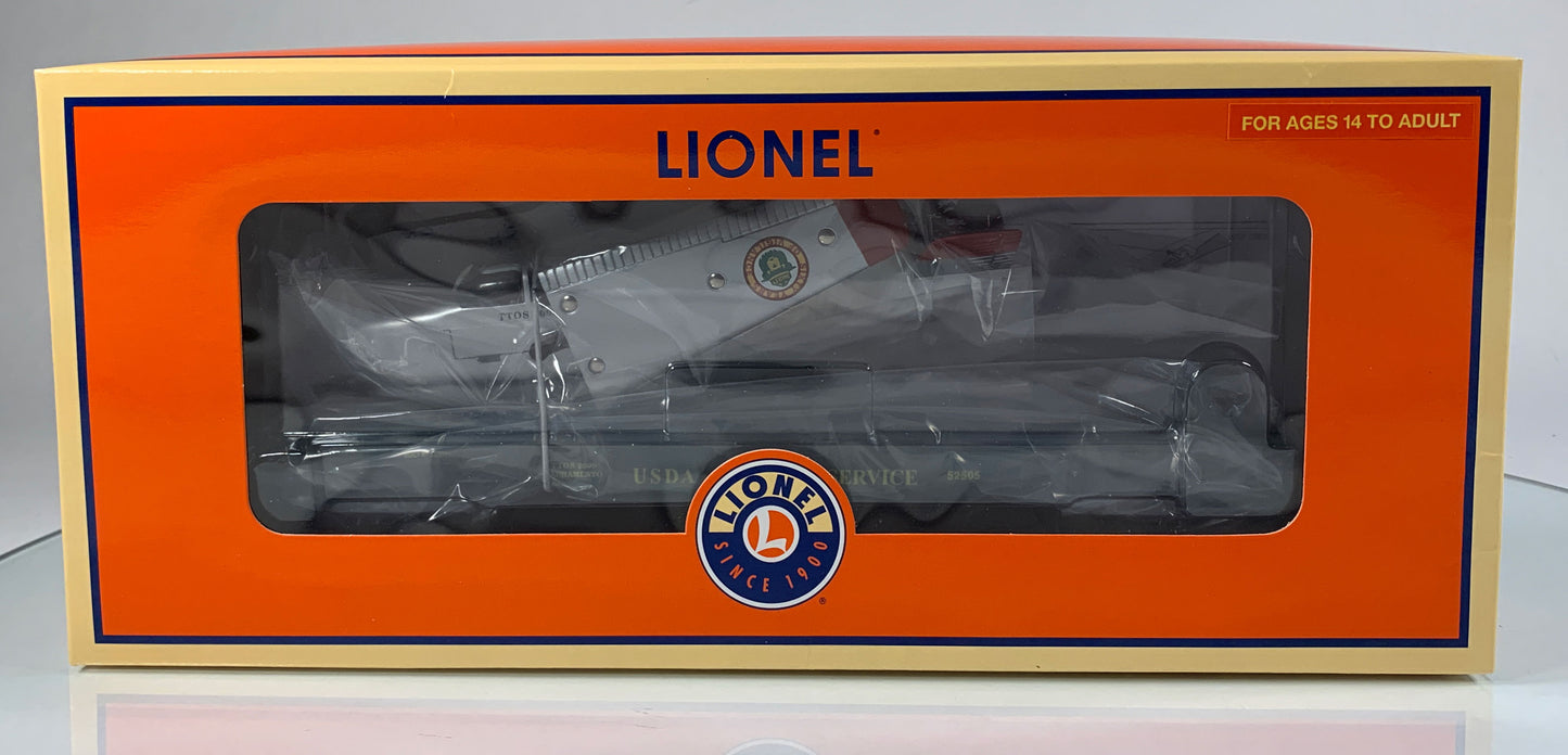 LIONEL • O GAUGE • 2008 TTOS Smokey the Bear Flat Car w Beechcraft Airplane 6-52505 • NEW OLD STOCK